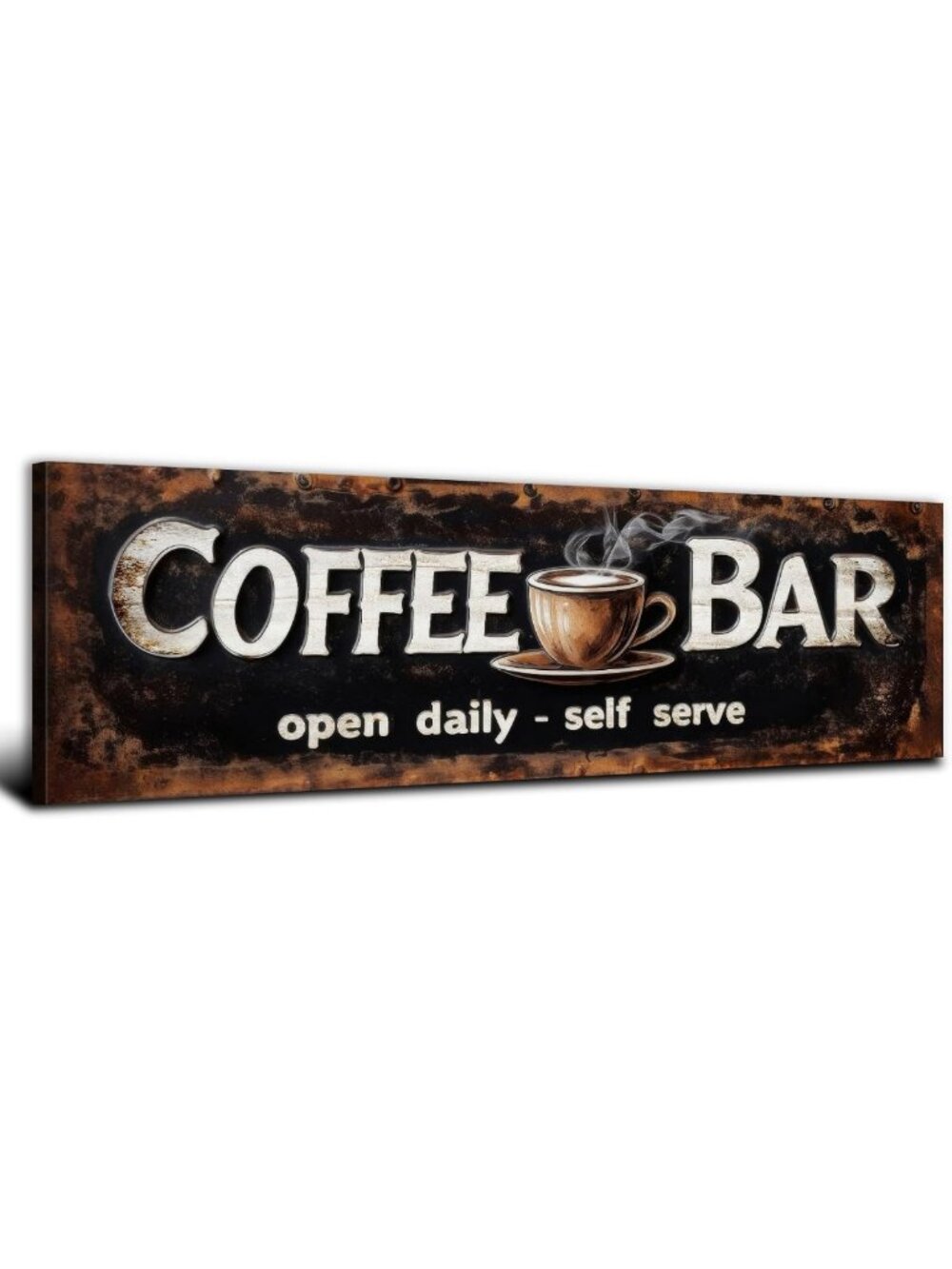 Vintage Coffee Bar Wall Art | Rustic Cafe Decor | Autumn Kitchen Sign 14x48